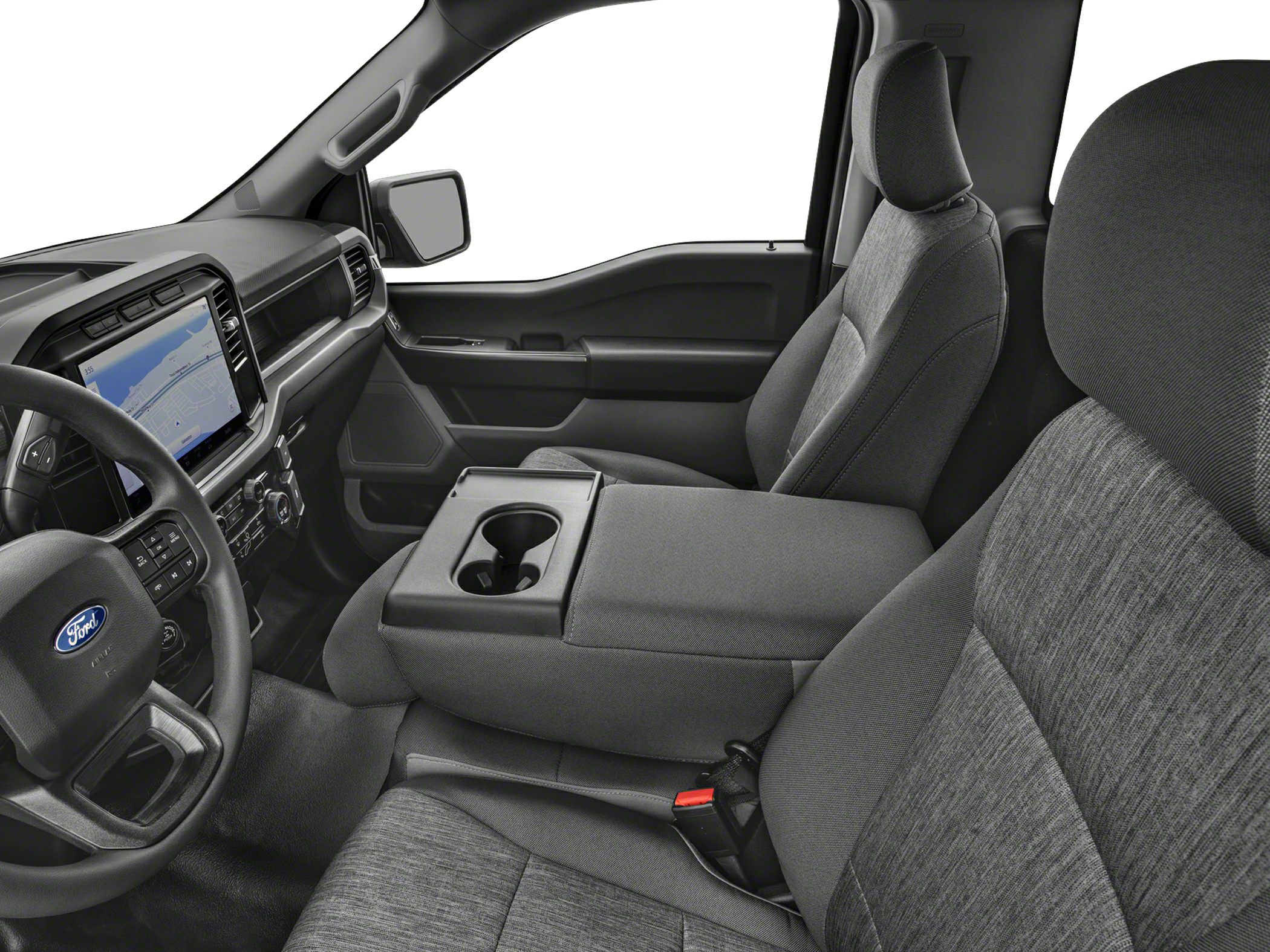 Spacious front seats with touchscreen dashboard and center console cup holders
