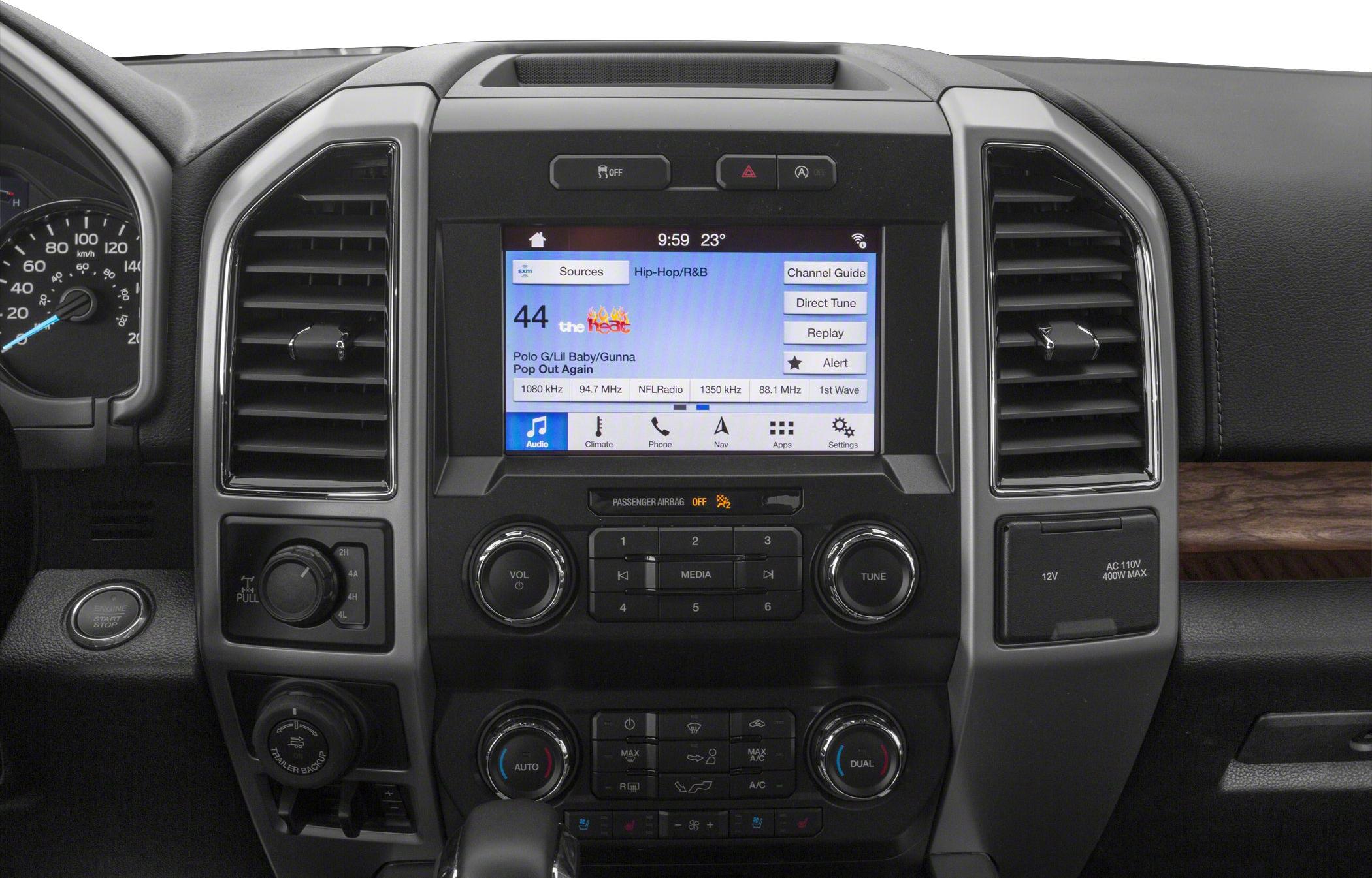 Infotainment display, climate control, dashboard layout