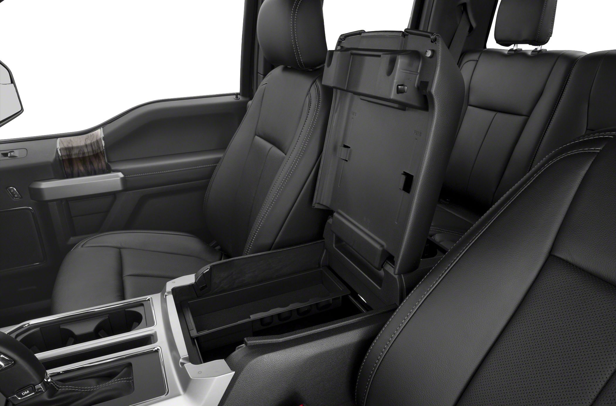 Spacious center console and premium leather seats interior