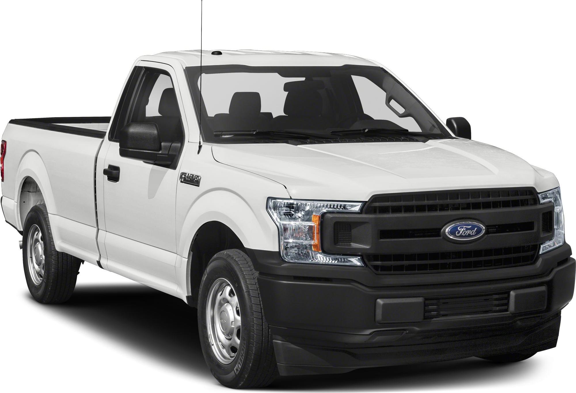 Front-angle view of regular cab pickup with distinctive grille and headlights