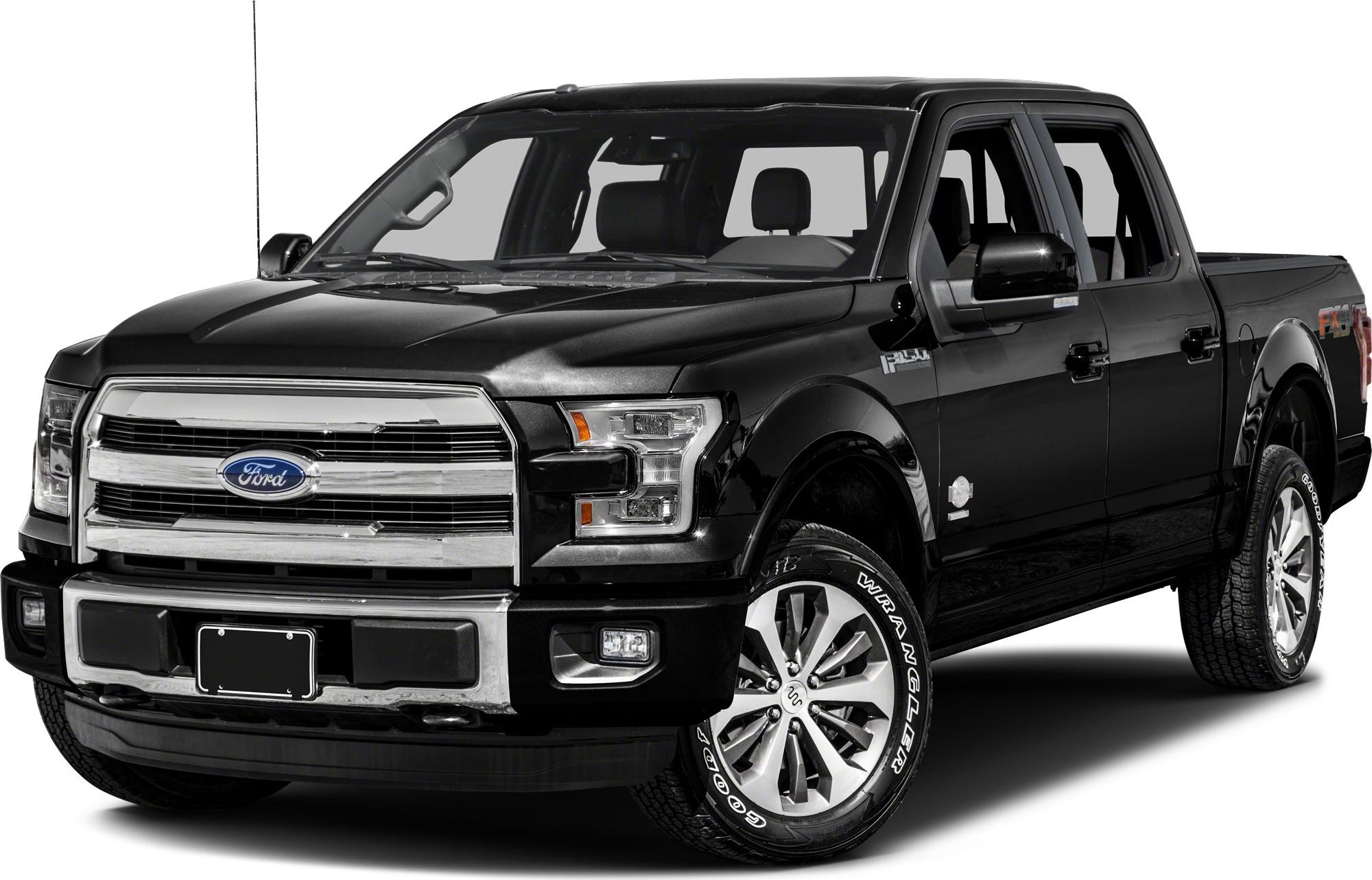Black 2015 pickup truck front angled view with grille and alloy wheels