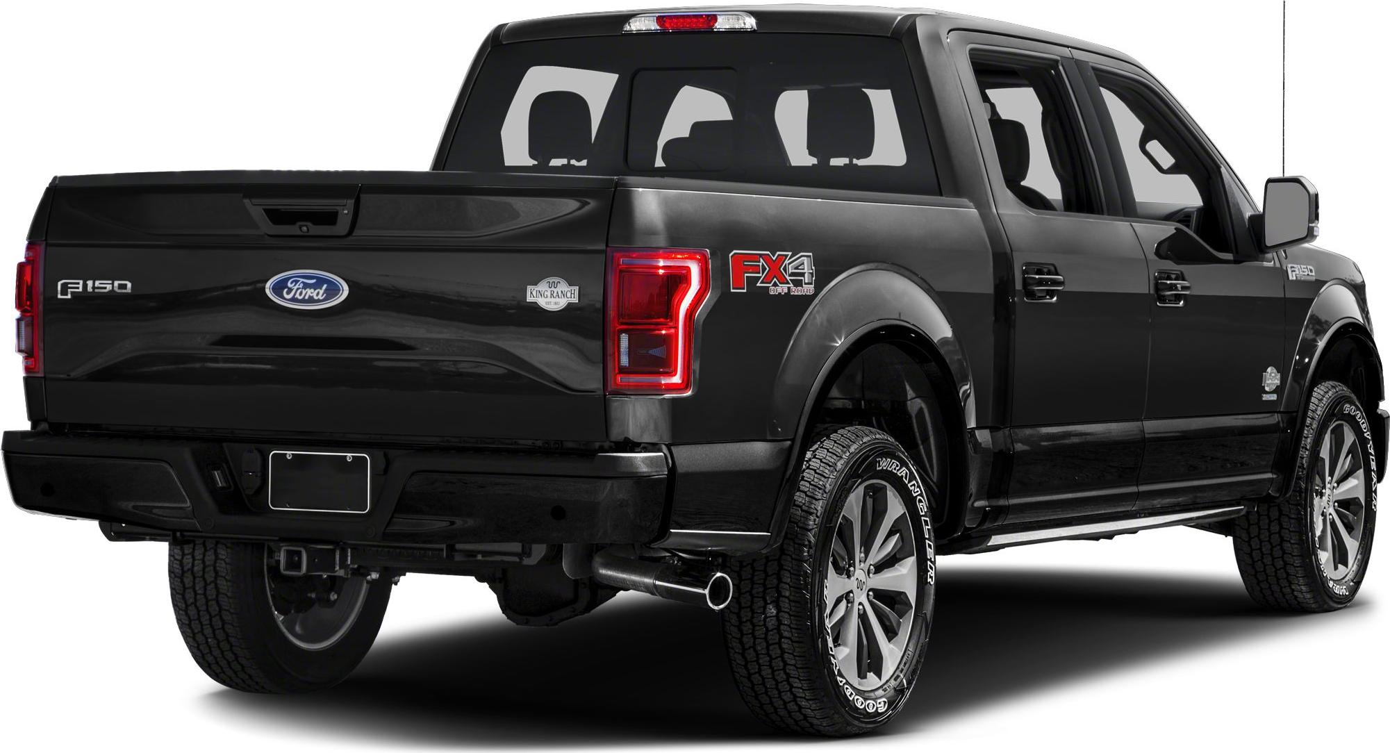 Rear view of pickup truck with LED taillights and off-road tires