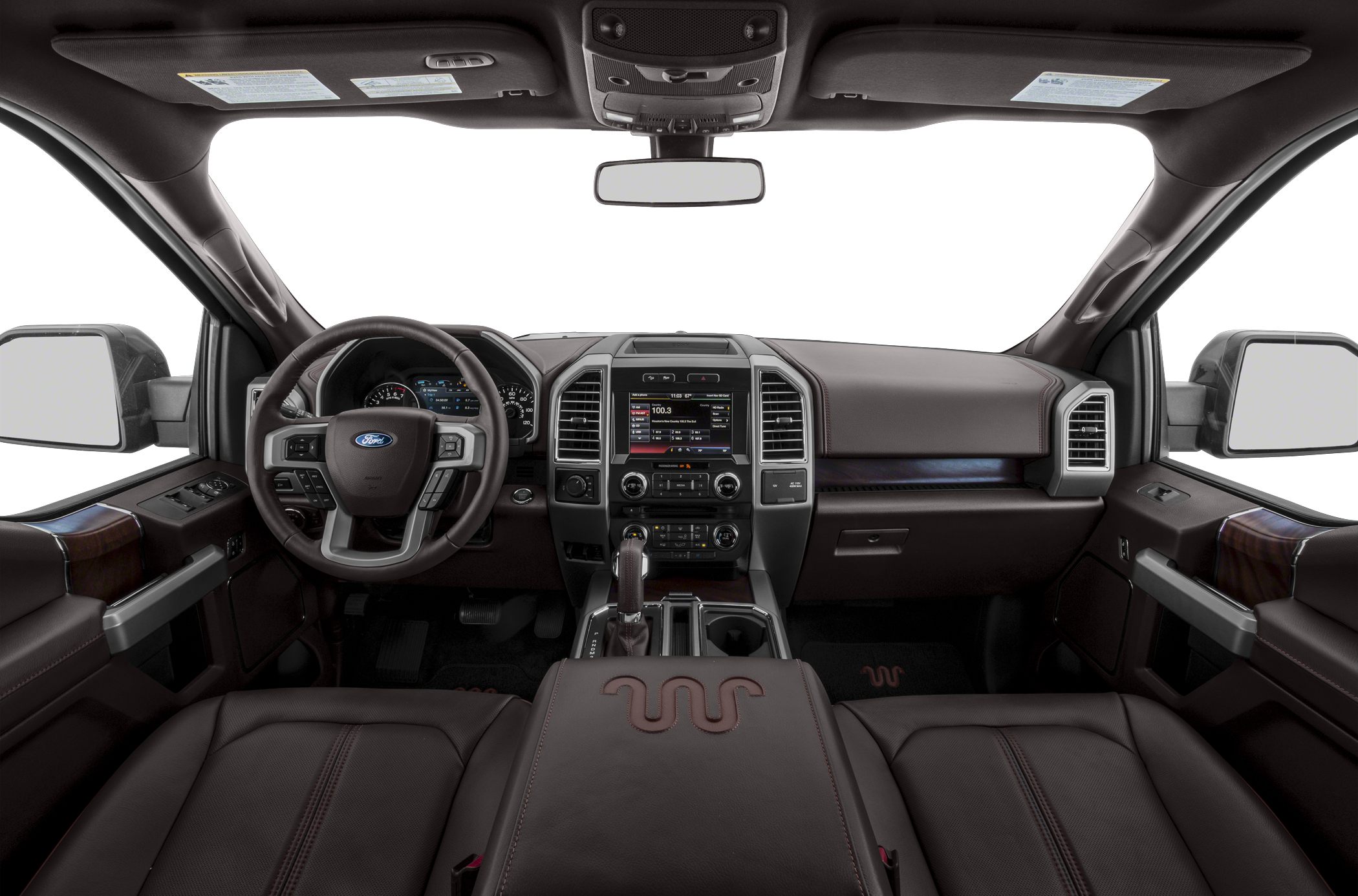 Dashboard, steering wheel, center console interior layout