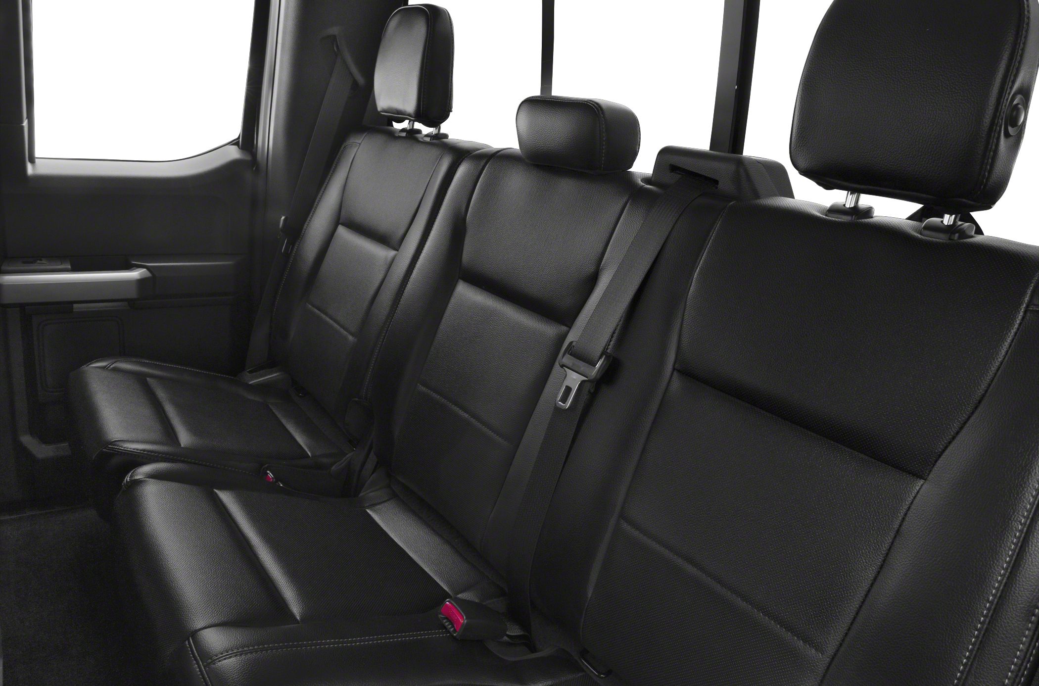 Black leather rear seats with headrests and seat belts