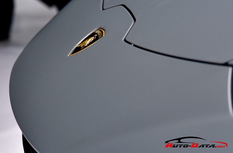 Close-up of a matte-finished front hood with emblem and angular panel lines