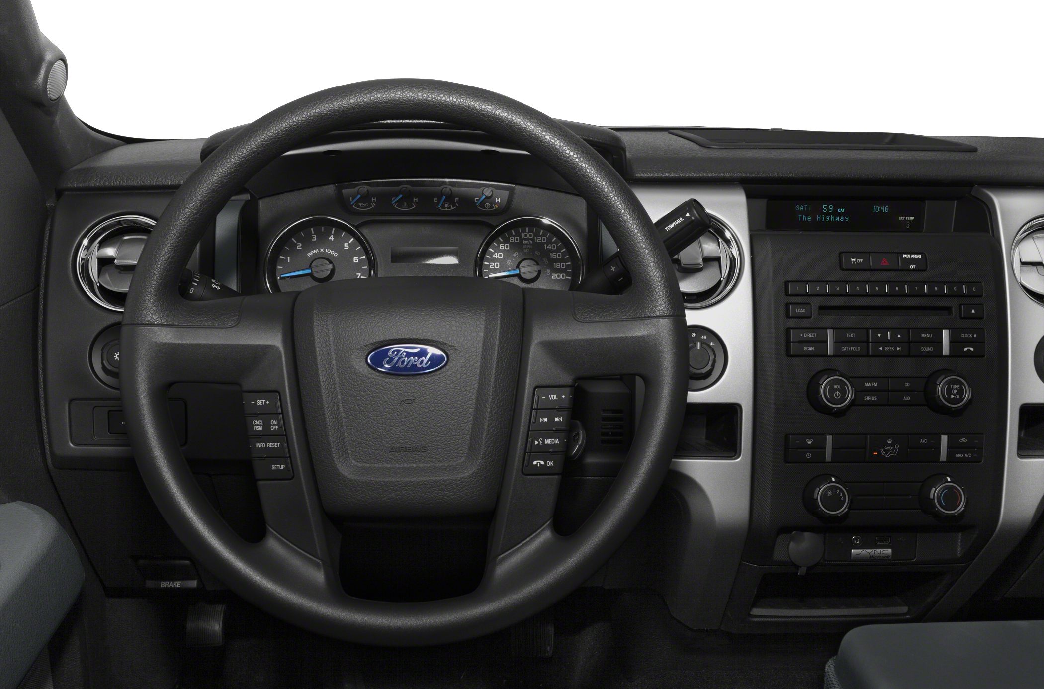 Steering wheel with integrated controls and dashboard instrument cluster