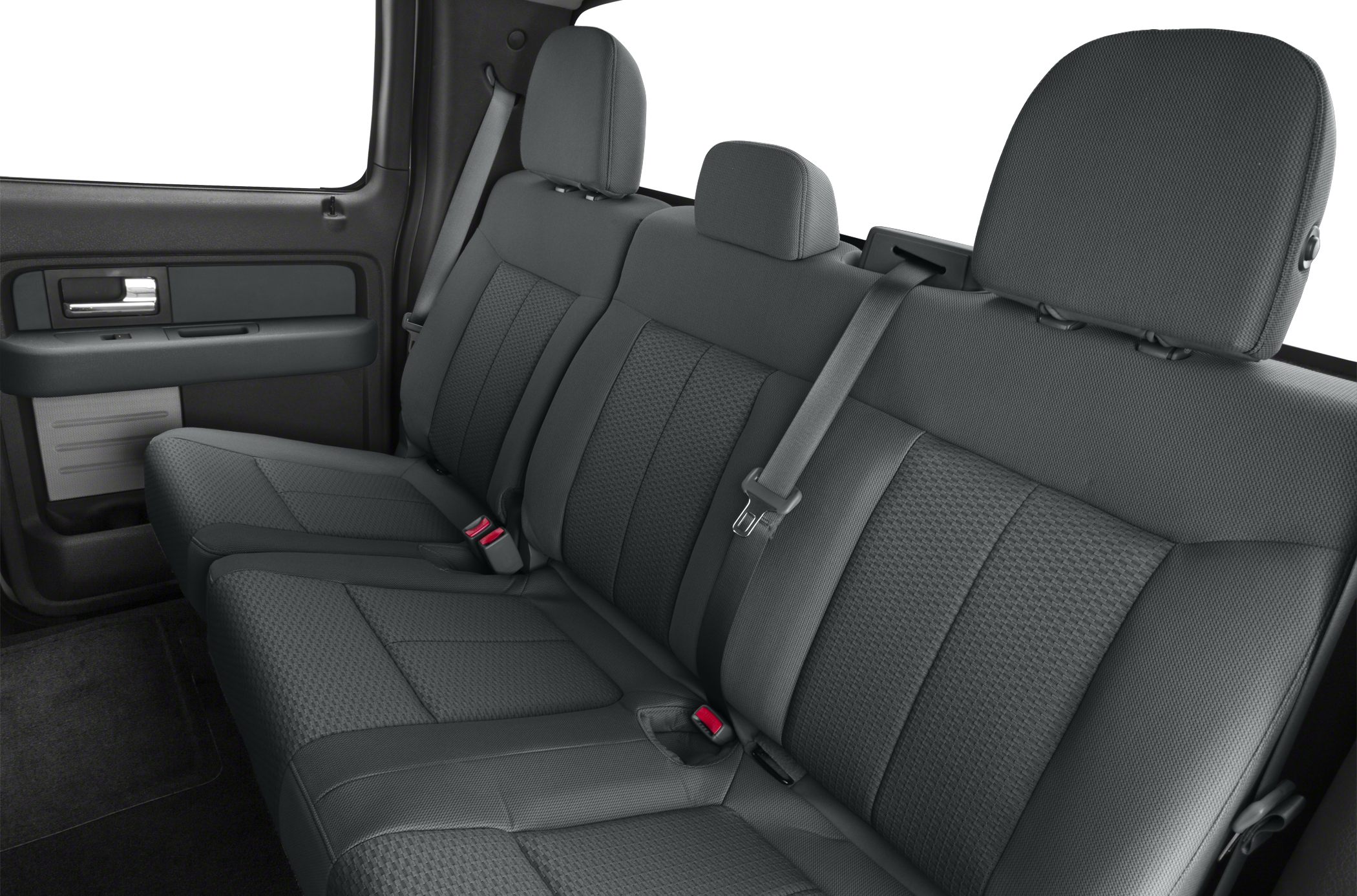 Rear cloth seat with three headrests and seat belts
