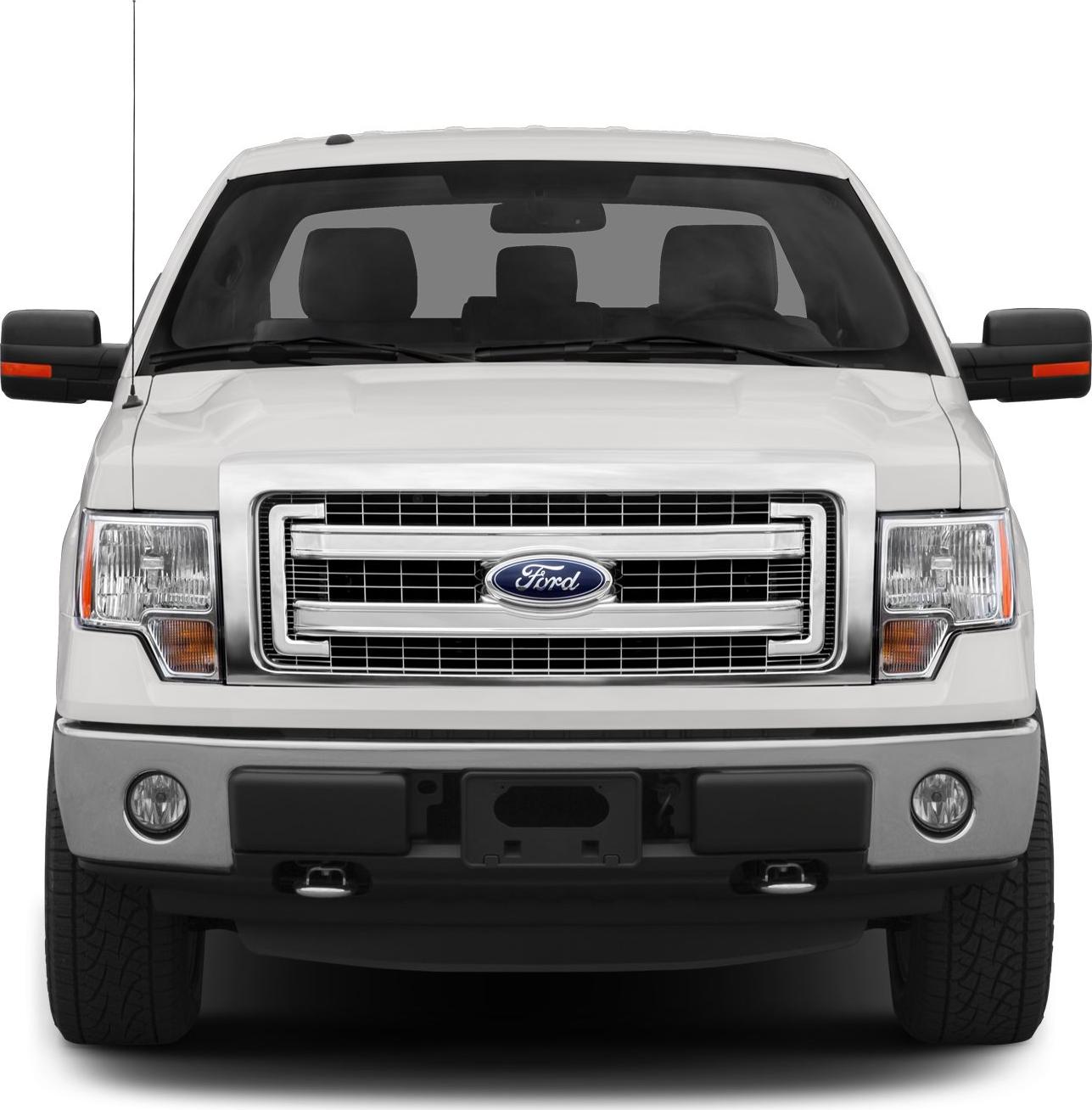 Front view showing grille, headlights, and bumper of a pickup truck