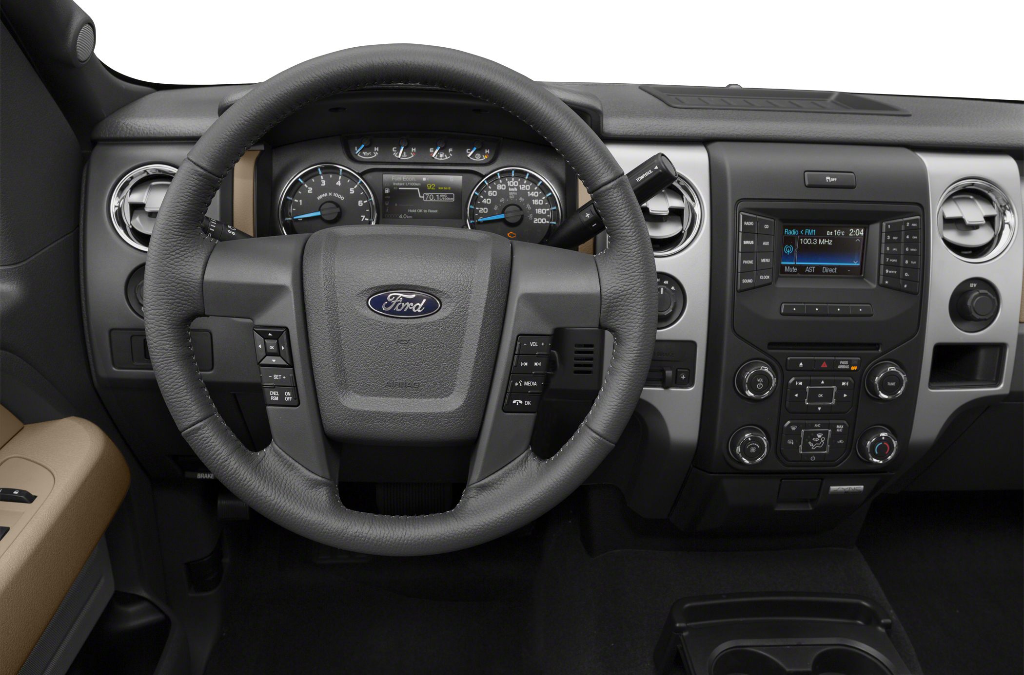 Dashboard and multifunction steering wheel with instrumentation and controls