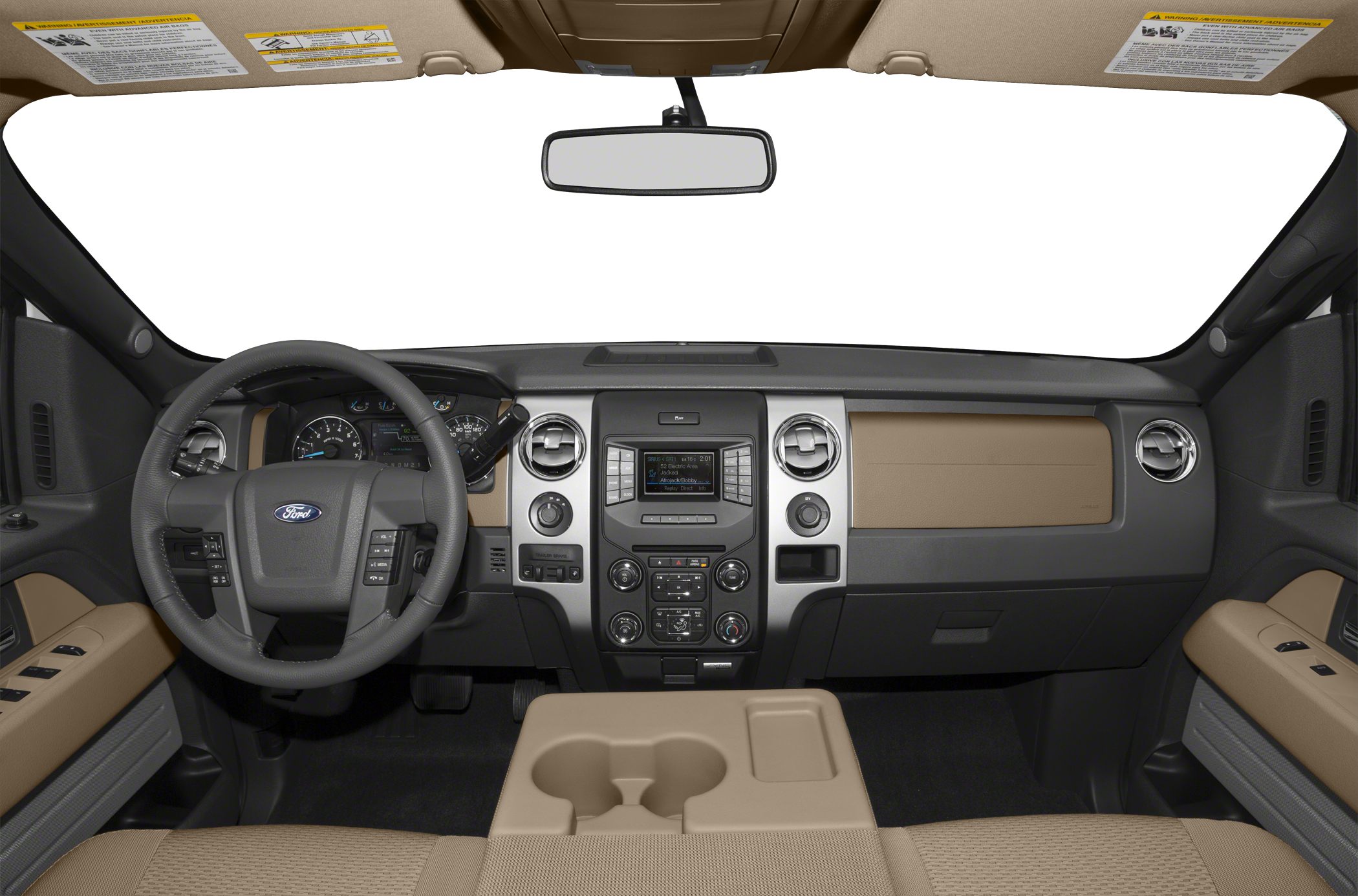 Dashboard and steering wheel with center console and controls