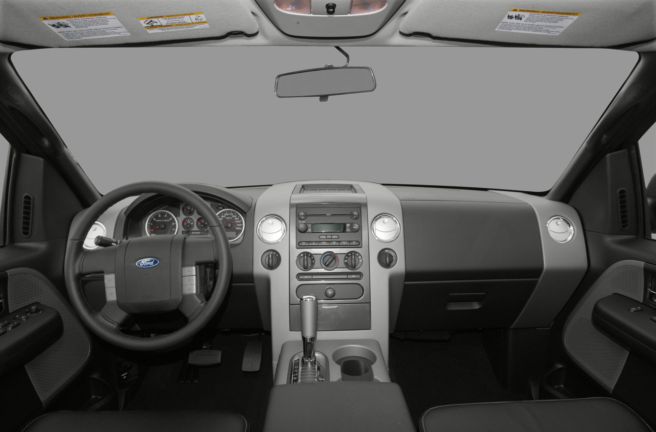 Truck dashboard, steering wheel, center console