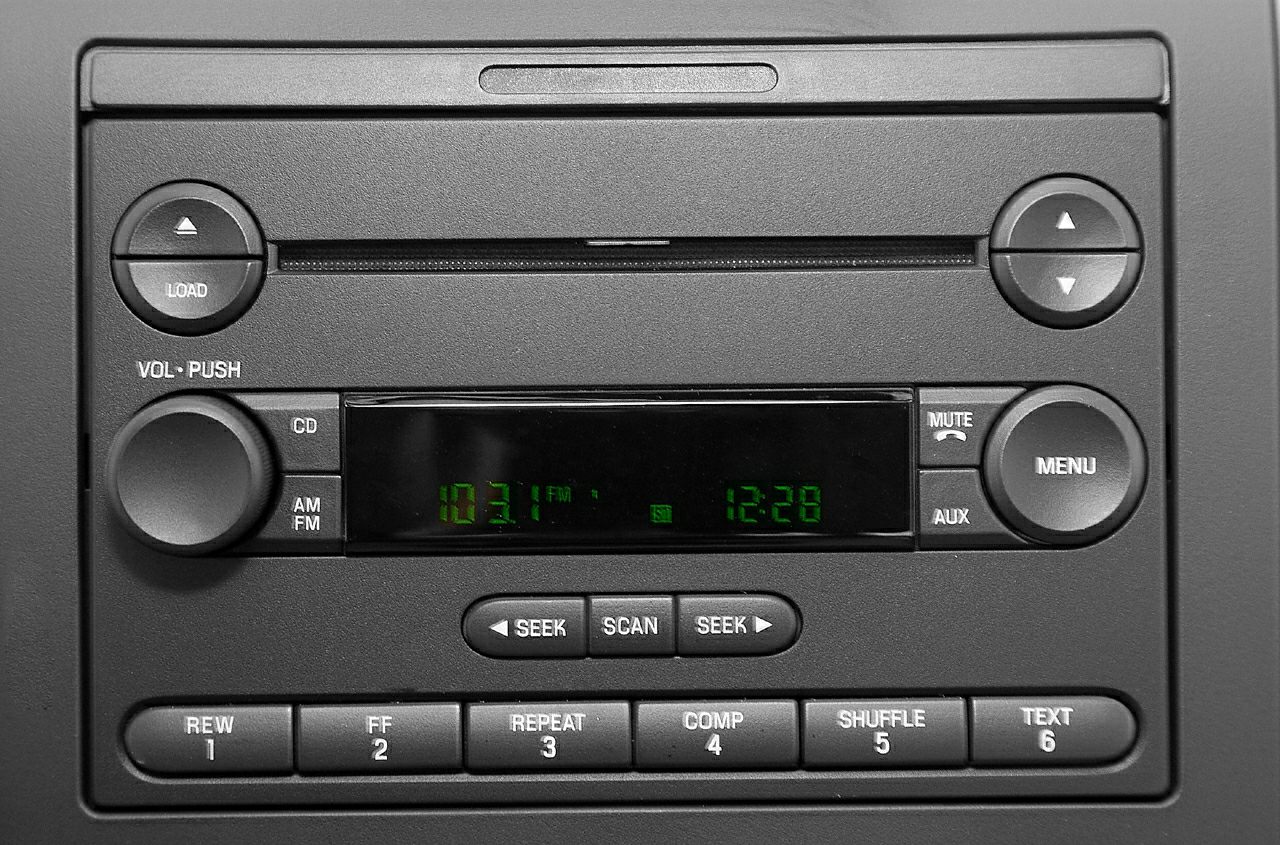Car radio stereo system with CD player and digital display