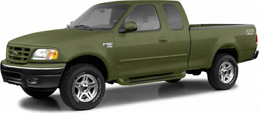 Green extended Ford F-150 X SuperCab pickup truck side view