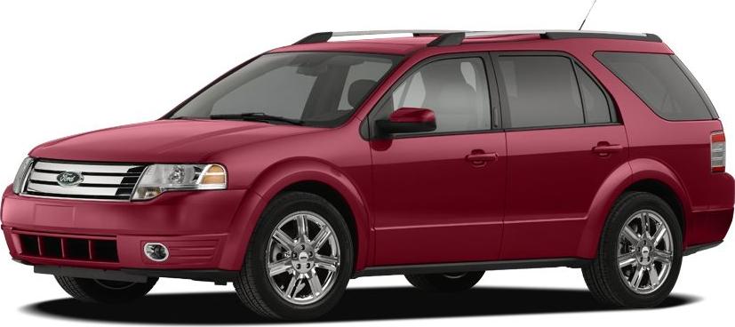 Red mid-size SUV front-side view with roof rails and alloy wheels