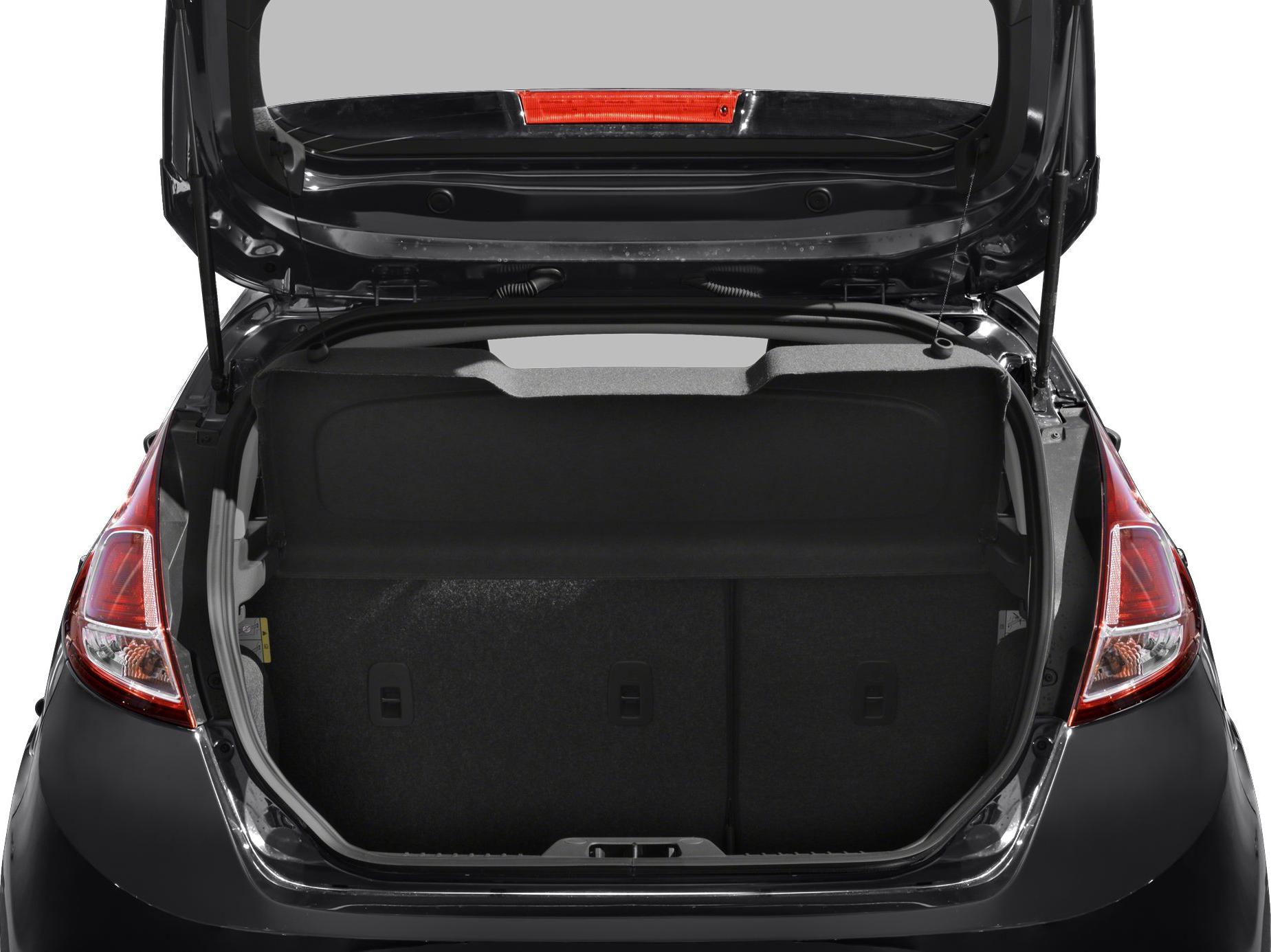 Open trunk space and tail lights of a hatchback