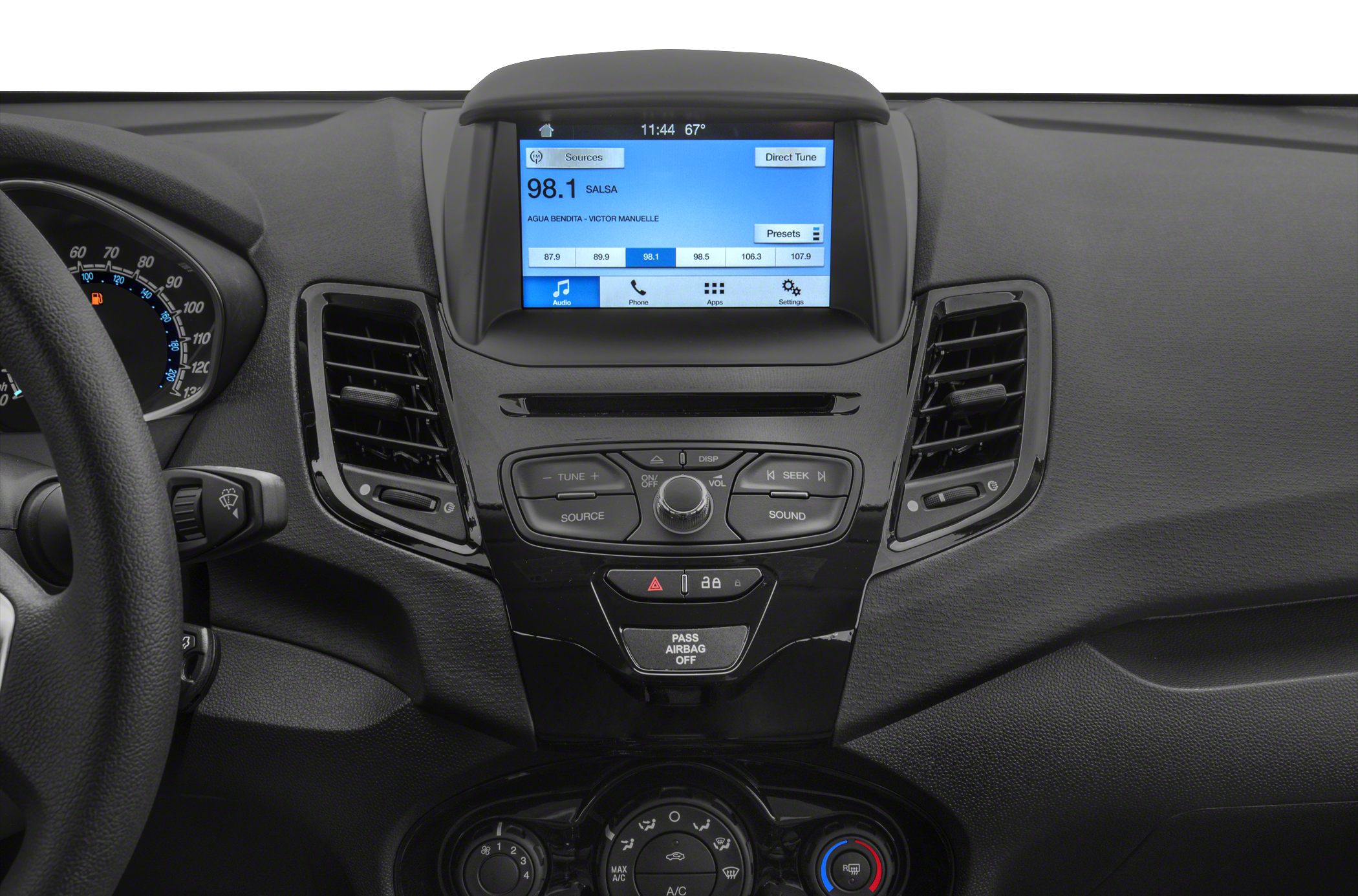 Touchscreen infotainment system and dashboard controls