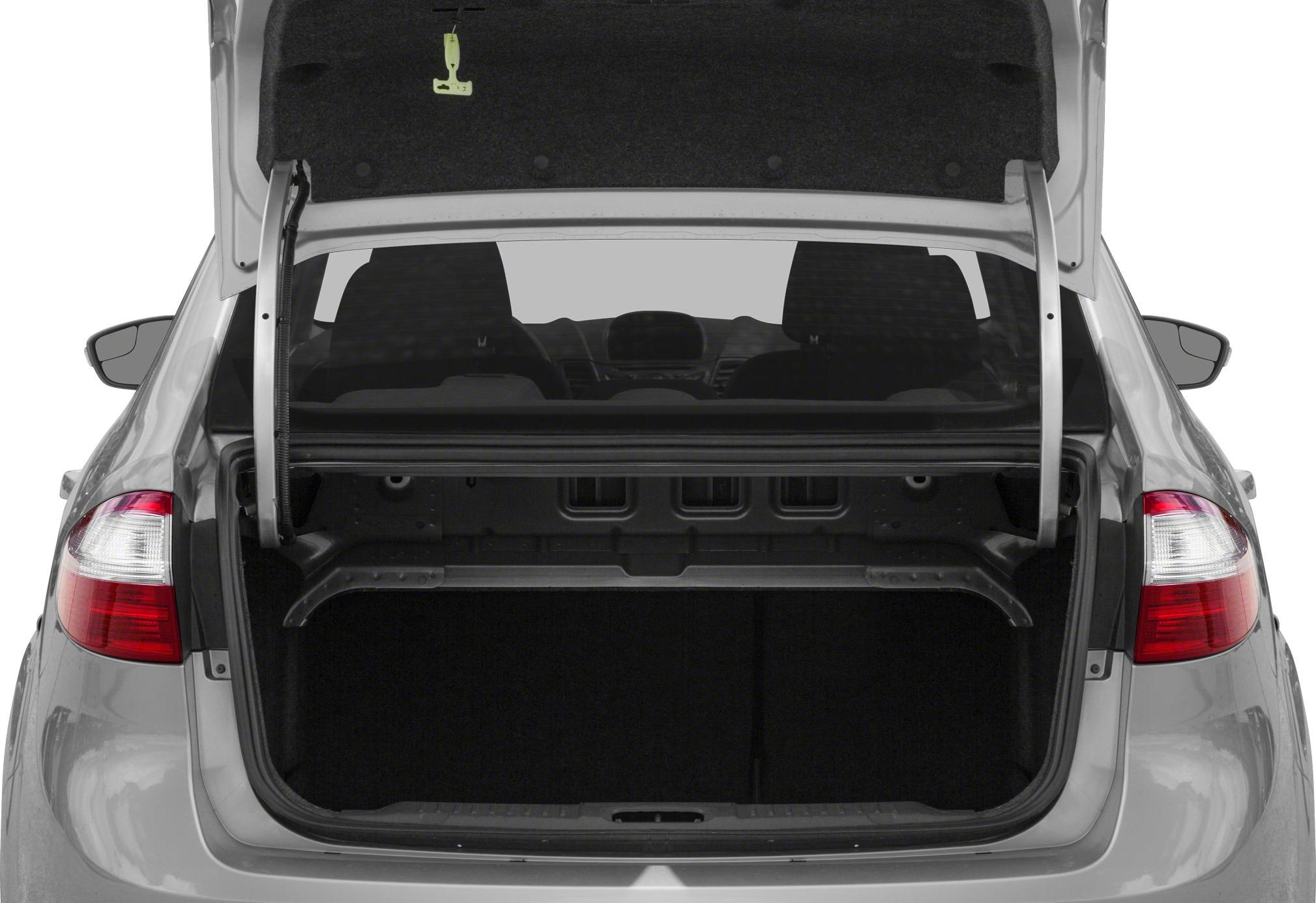 Open rear trunk with visible rear seats and interior through rear window