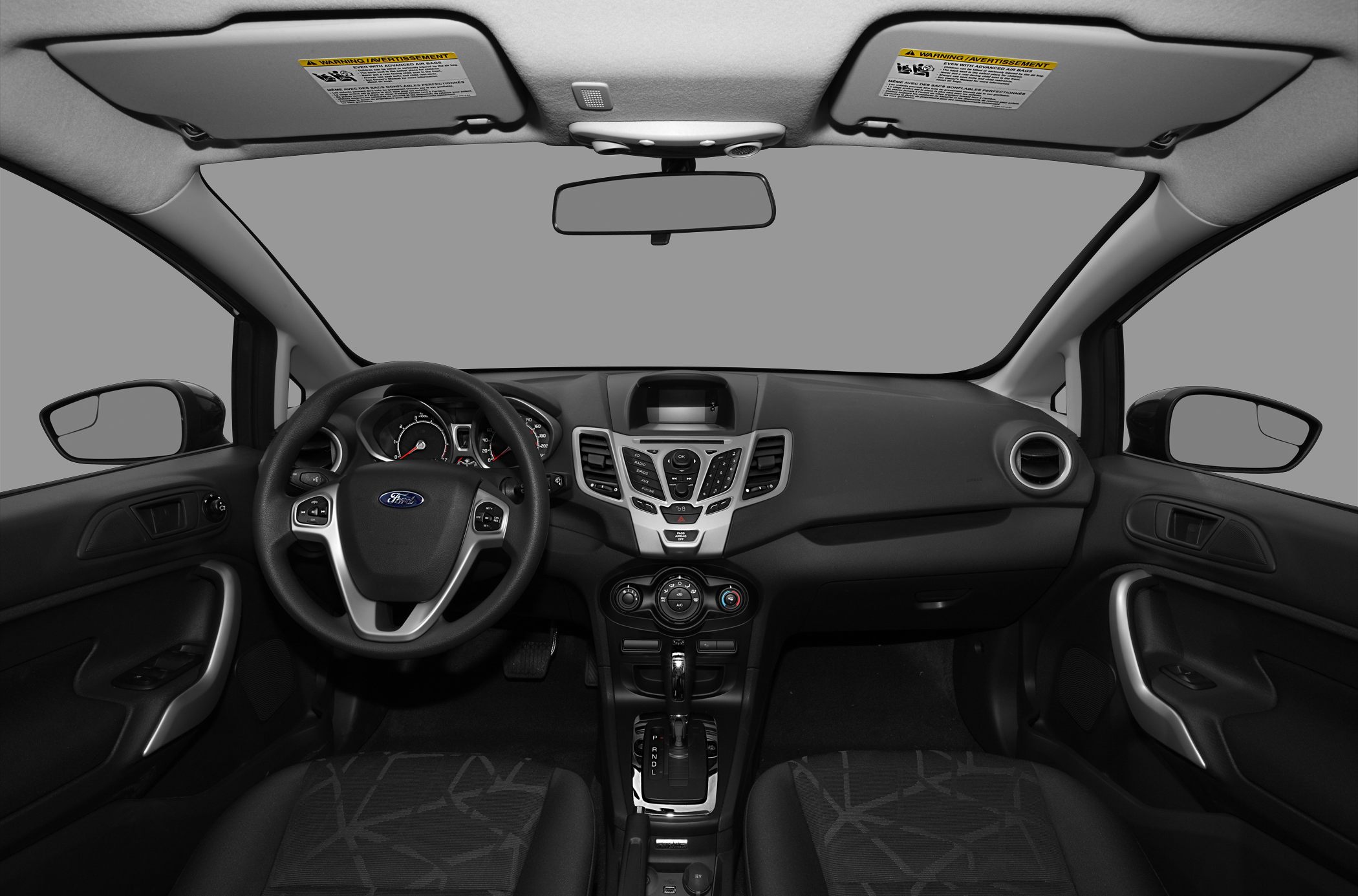 Dashboard and steering wheel with central control panel