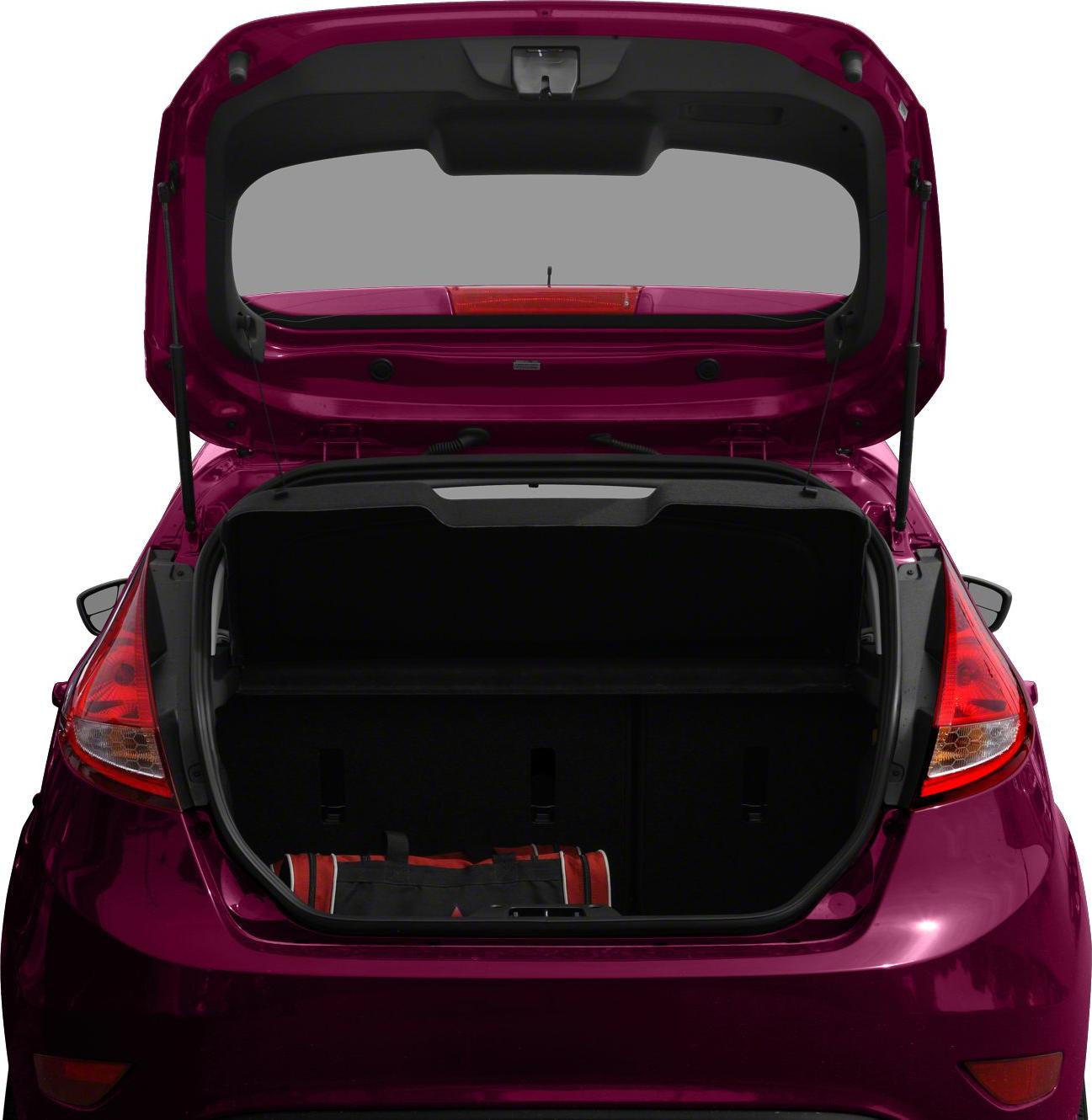 Open rear hatch with trunk space and a duffel bag inside