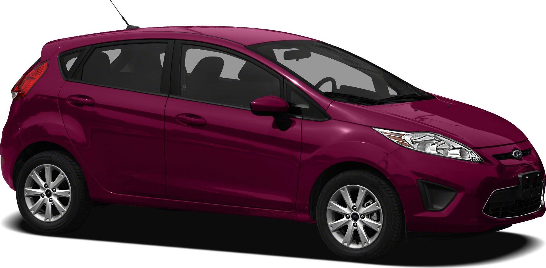 Compact hatchback with streamlined front and alloy wheels