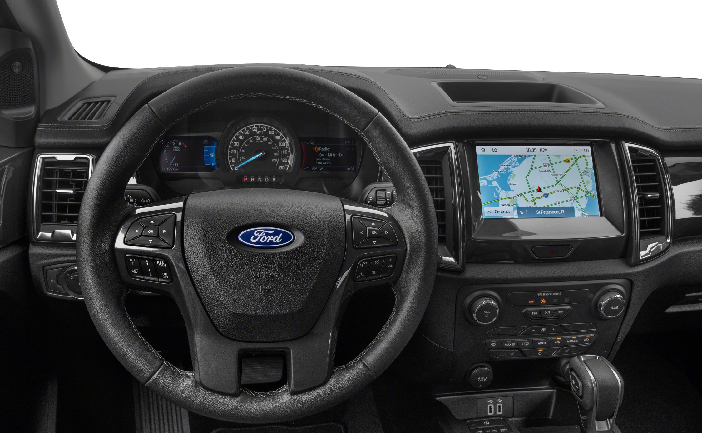 Dashboard with digital instrument cluster and touchscreen navigation system