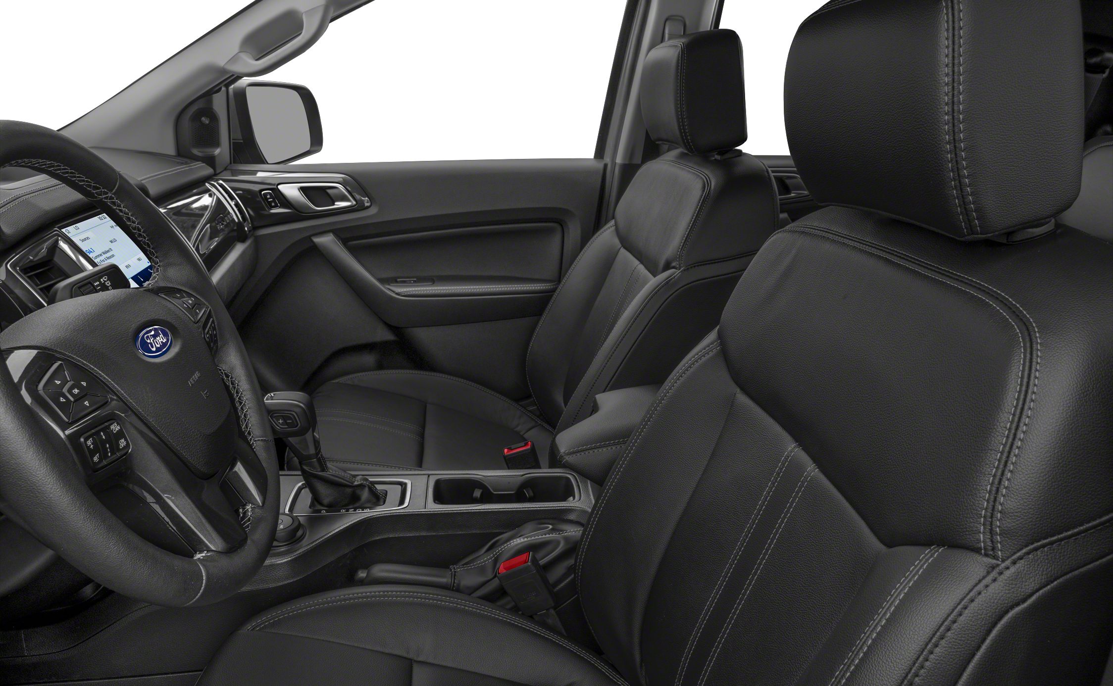 Black leather seats and modern interior controls