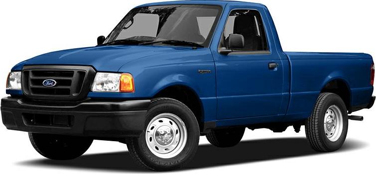 Blue pickup truck front and side view with compact double cab design