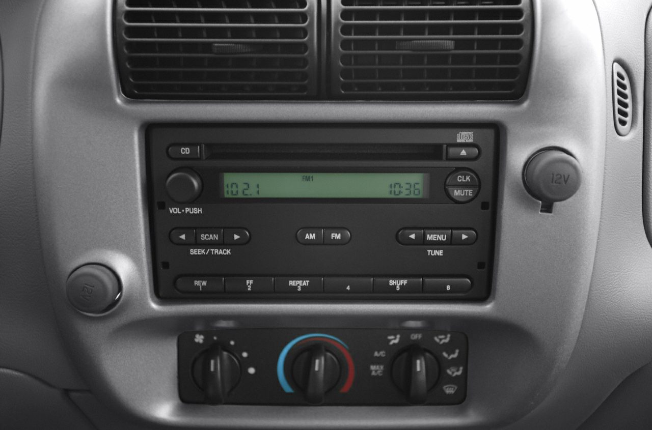 Radio and climate control panel with vents and knobs