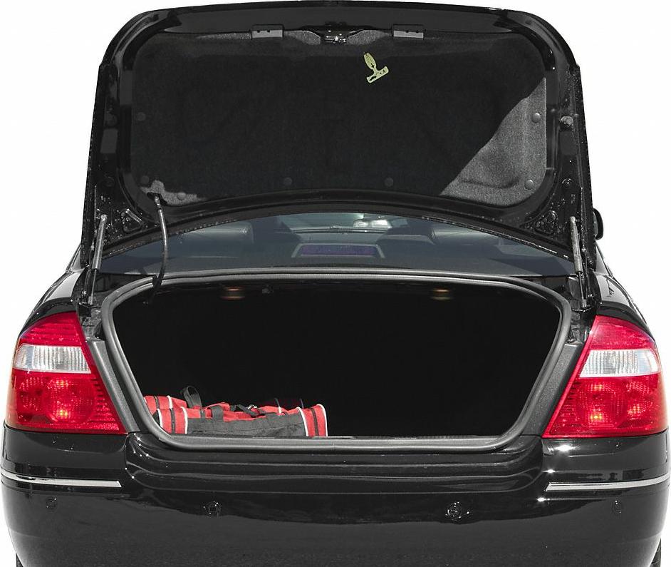 Open rear trunk with visible interior and tail lights