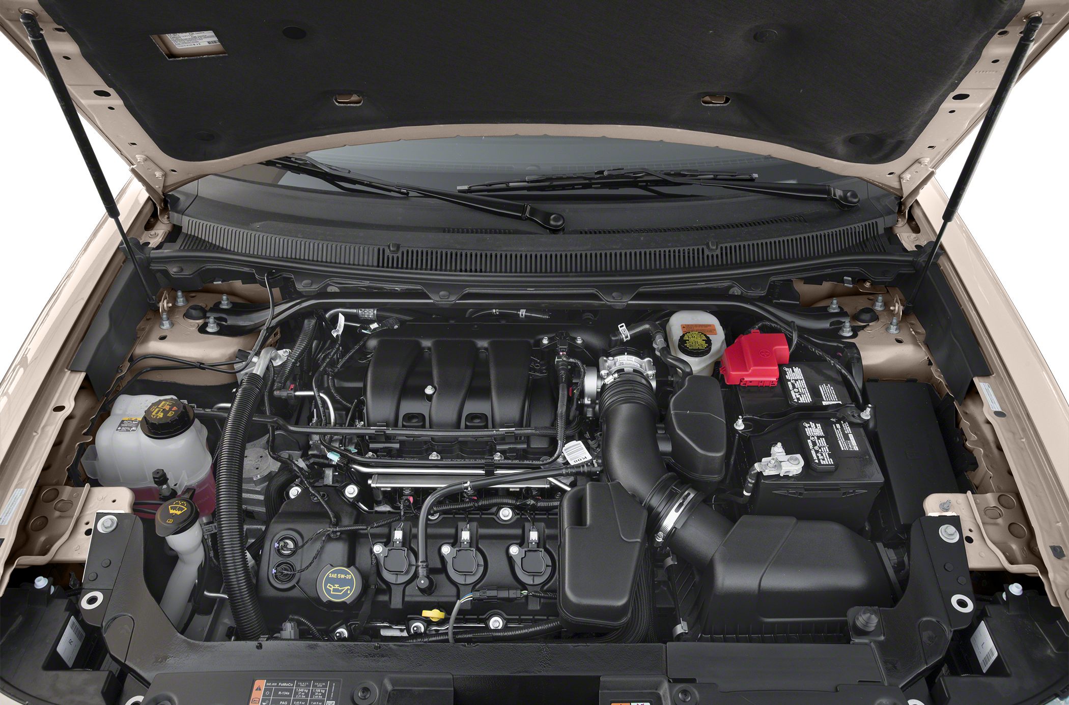 Open engine bay with visible mechanical components and streamlined layout