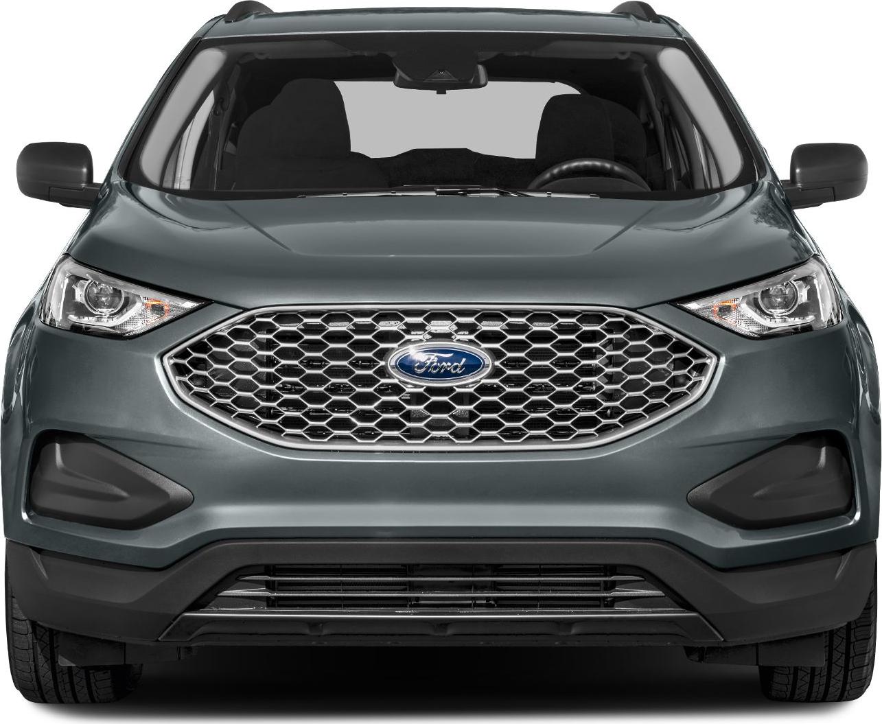 Hexagonal grille and sharp LED headlights at front view