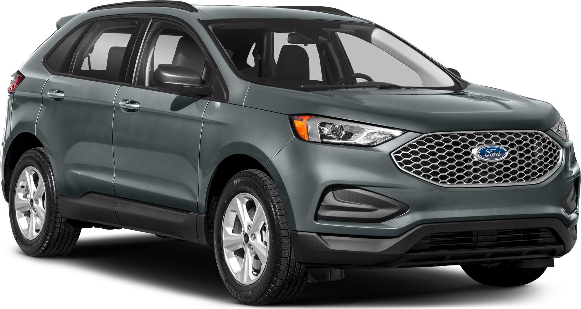 SUV front side view with honeycomb grille and sleek headlights