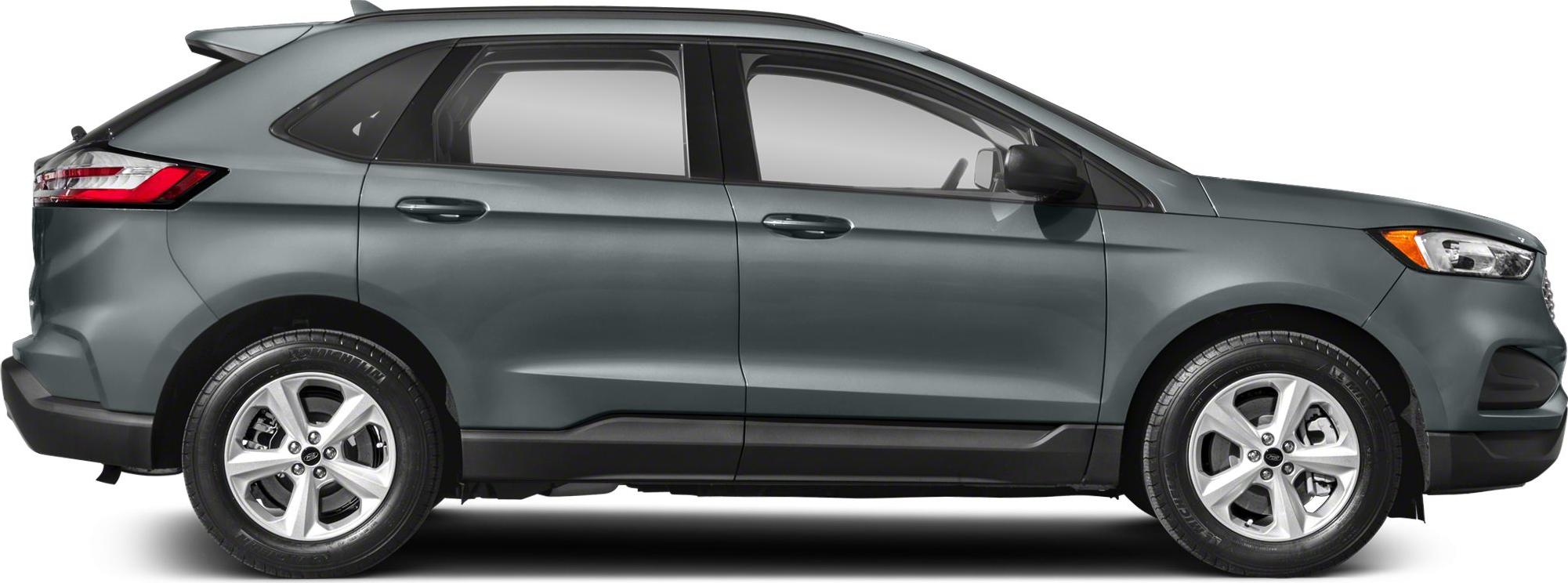 Side profile of metallic gray SUV with alloy wheels and modern design