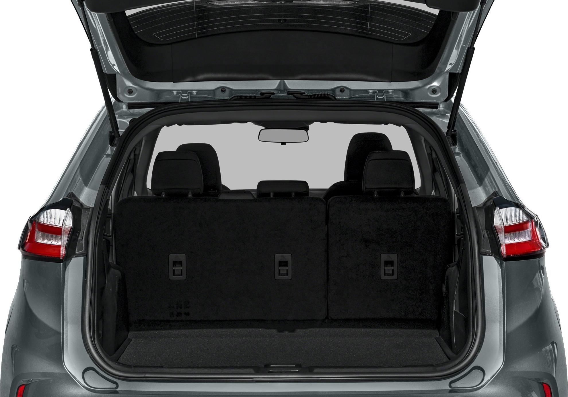 Open trunk showing rear seats and spacious cargo area
