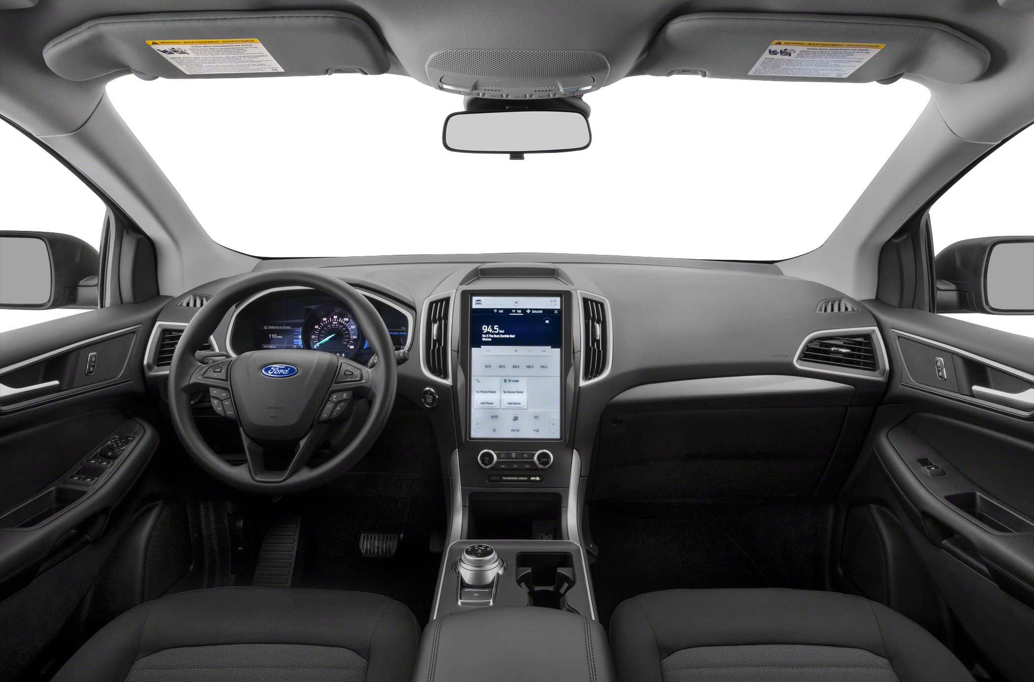 Digital dashboard and large central touchscreen display in a modern interior
