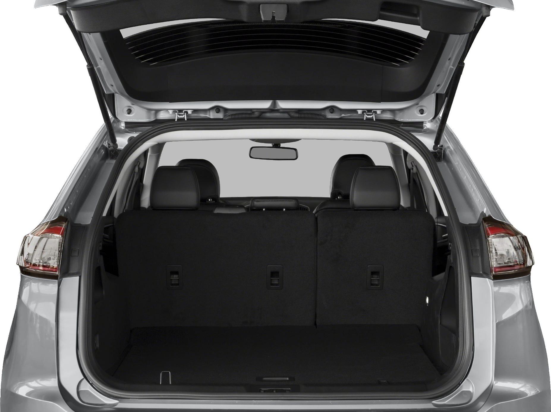 Open rear liftgate with folded seats and spacious cargo area