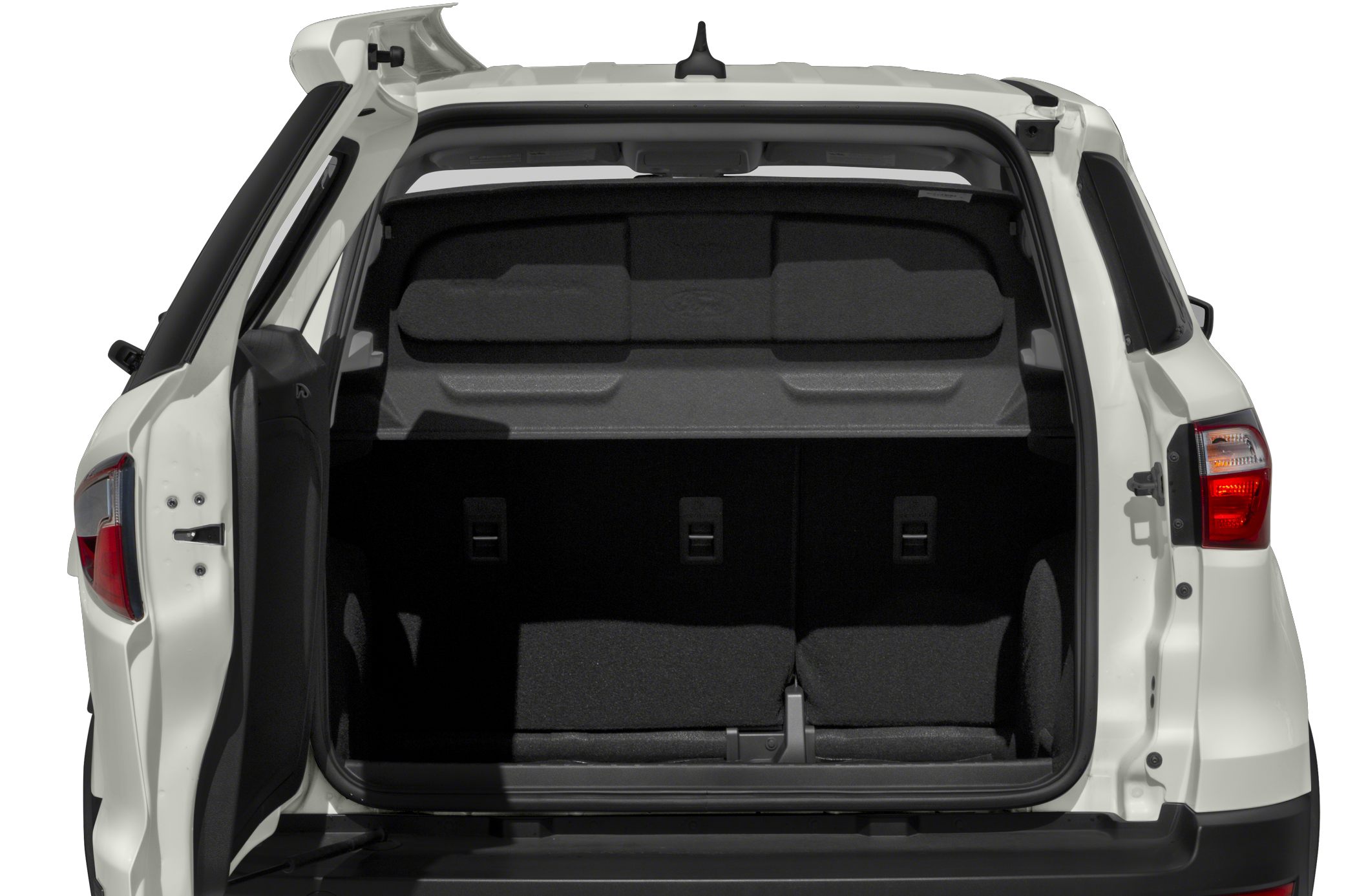 Open trunk with spacious rear cargo area and visible rear tail lights