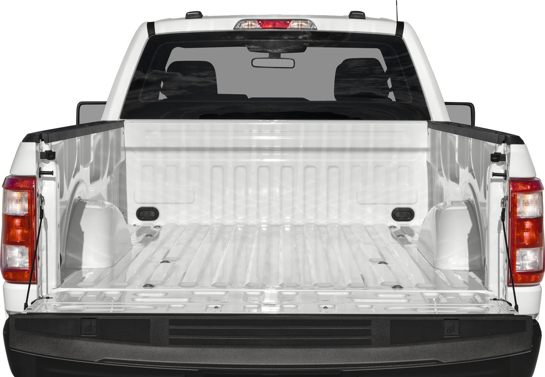 Open long bed and tailgate view of a heavy-duty pickup truck.