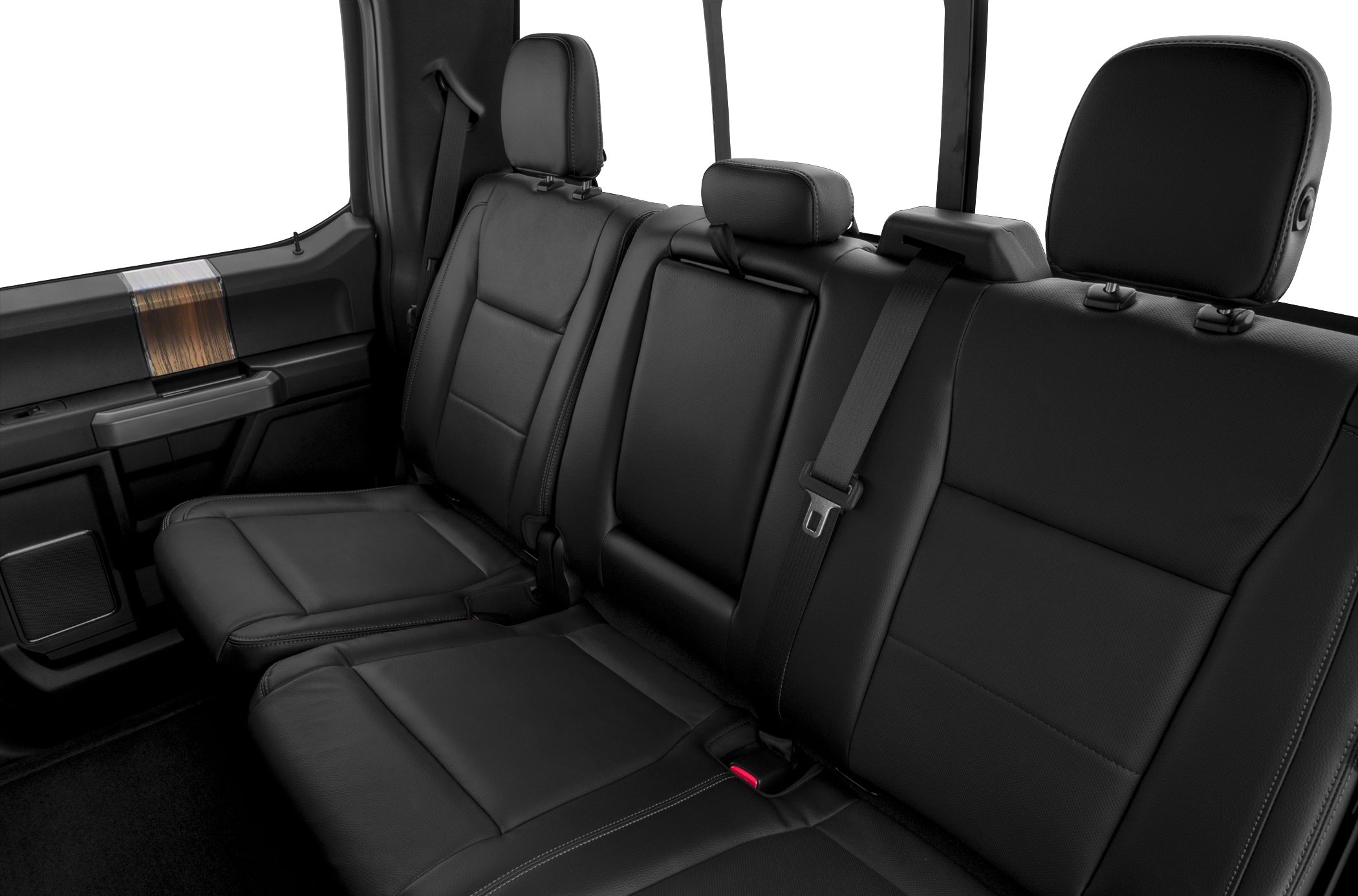 Black leather rear seats with seatbelts and headrests