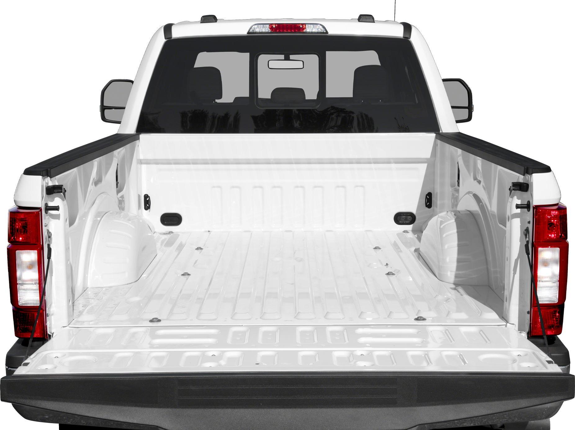 Open rear cargo bed with tailgate and wheel arches.