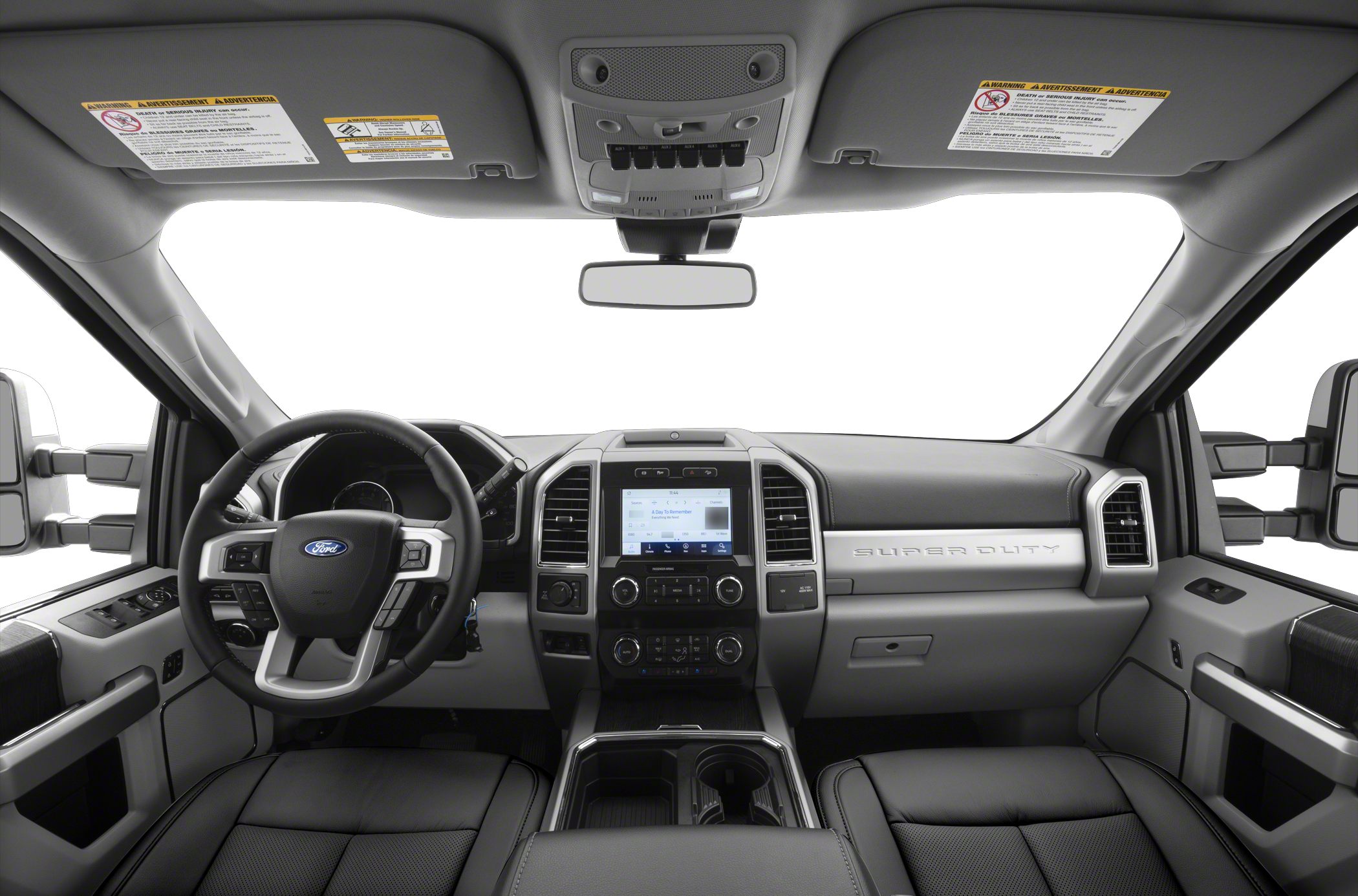 Modern dashboard with infotainment and steering wheel controls