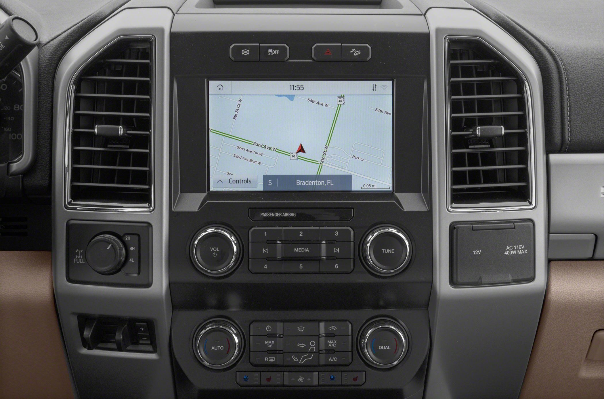Dashboard with navigation touchscreen and climate control system