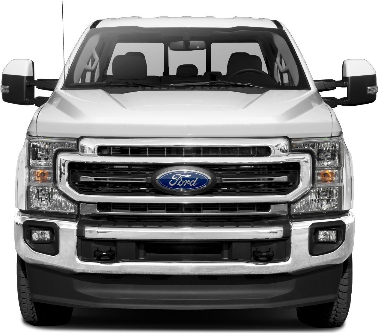 Front view of truck with chrome grille and detailed headlights
