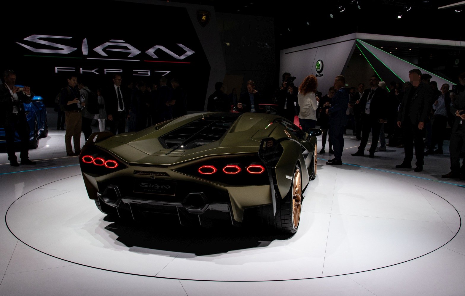 Rear view and hexagonal taillights of a futuristic supercar