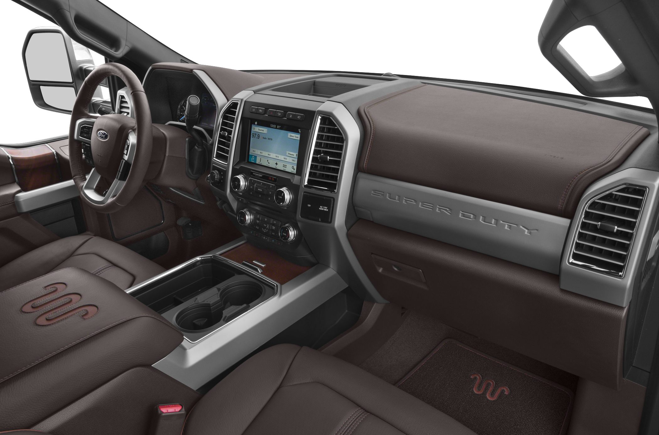 Interior dashboard, steering wheel, center console with touchscreen