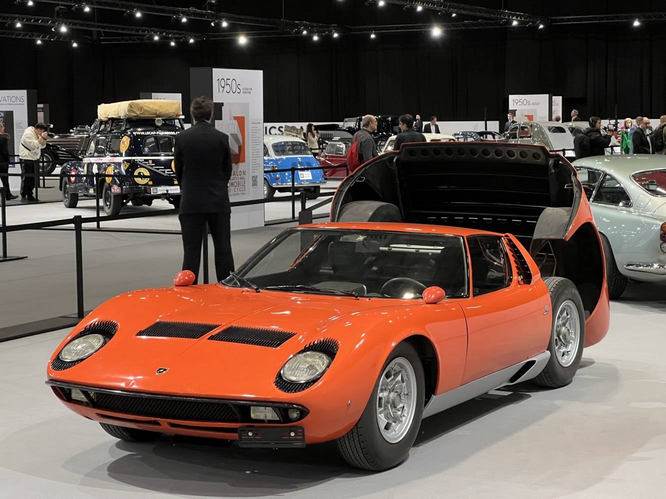 Classic mid-engine sports coupe with rear hatch open