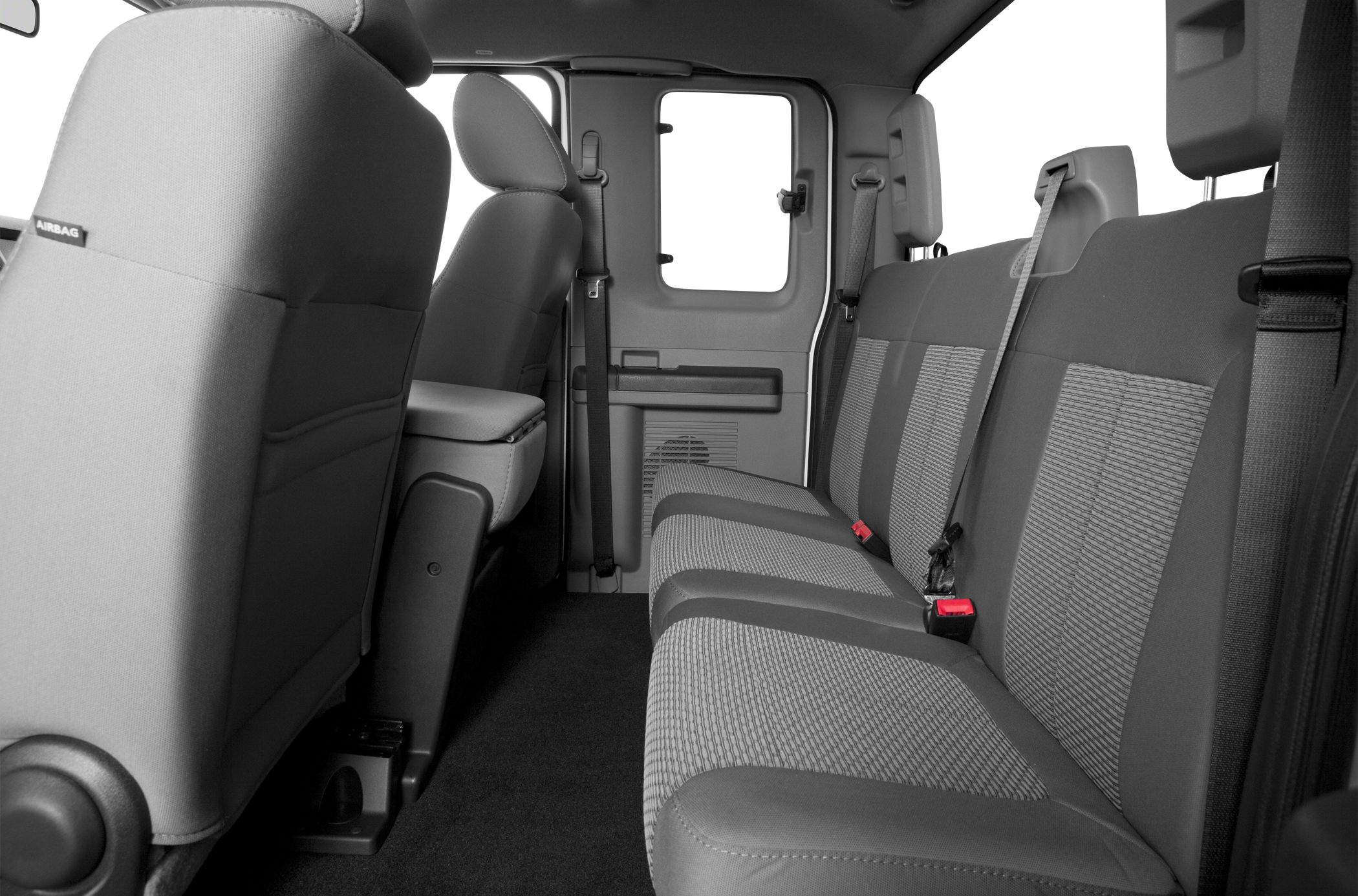 Rear seating area with three seats and seat belts