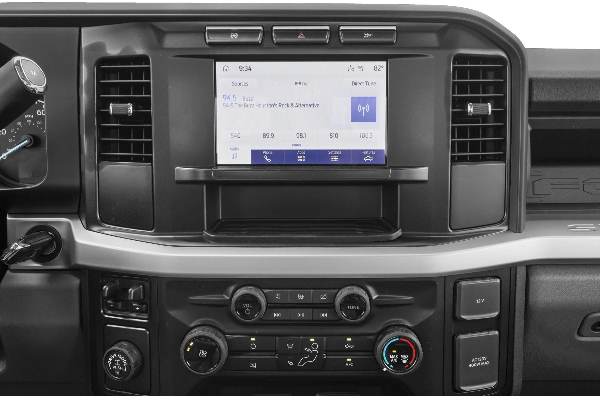 Dashboard featuring infotainment touchscreen and climate control knobs