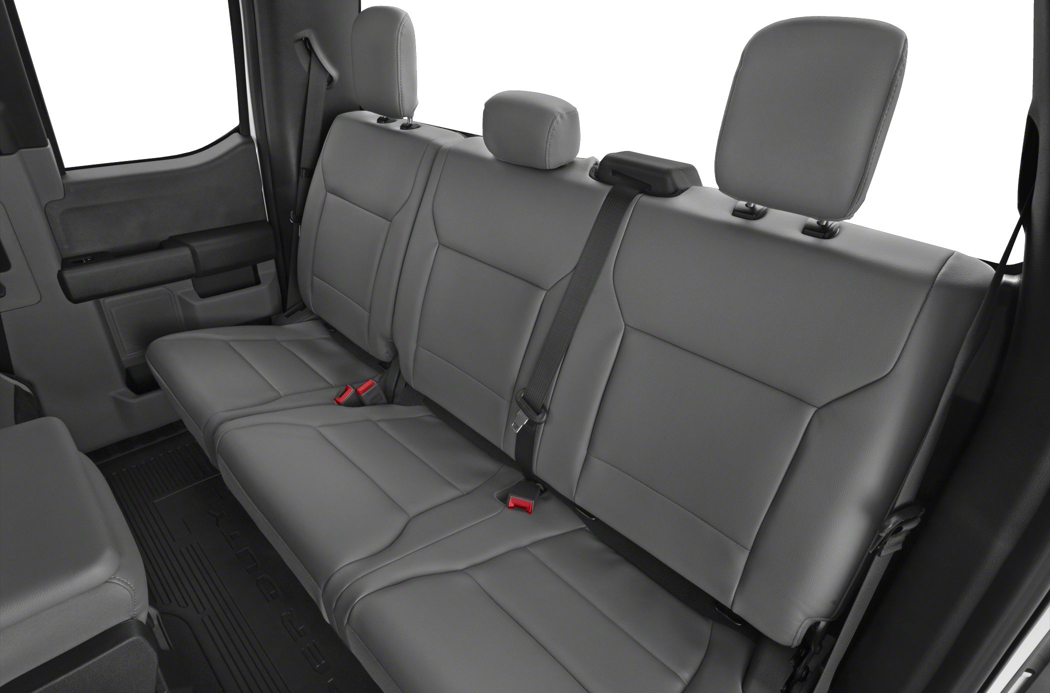 Spacious rear seat interior with headrests and safety belts