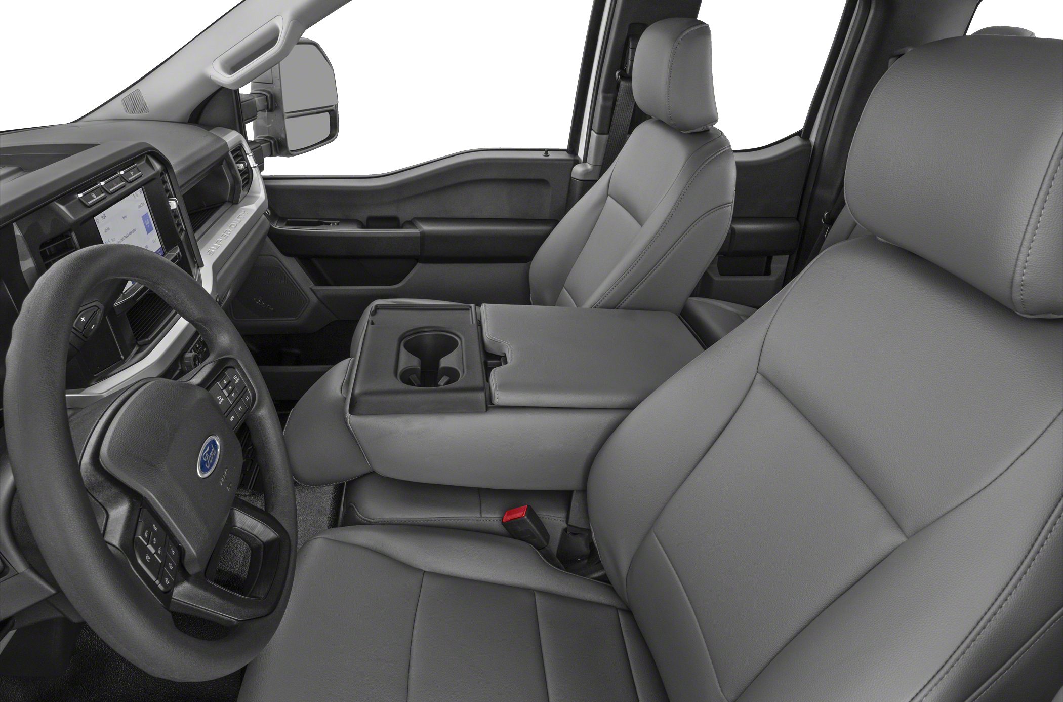Front leather seats and dashboard with touchscreen